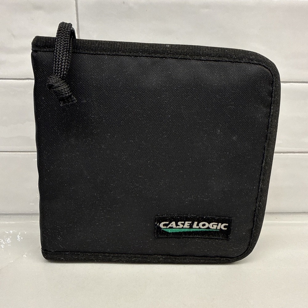 Case Logic 24 CD DVD Disc Wallet Holder Black Zippered Travel Case Vintage